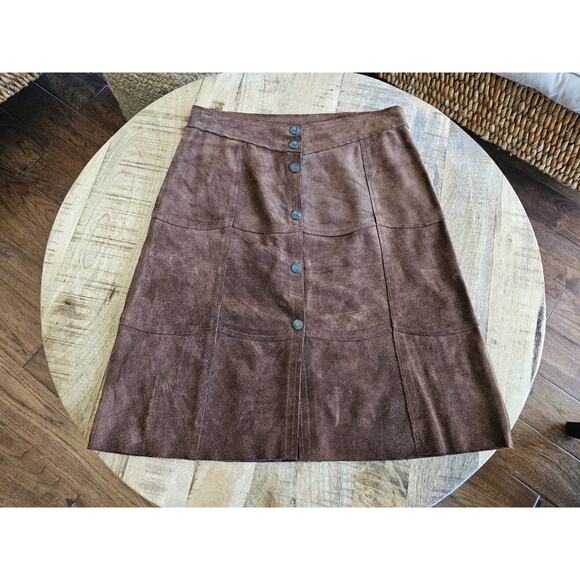 Gap Dresses & Skirts - Gap Khaki Vintage Leather Midi Skirt Women's 0 Brown Y2K Western Boho Rodeo